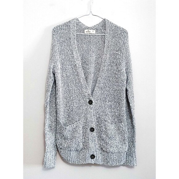 Hollister Womens Gray 3 Button Cardigan Sweater with Pockets Size Medium - Picture 1 of 3